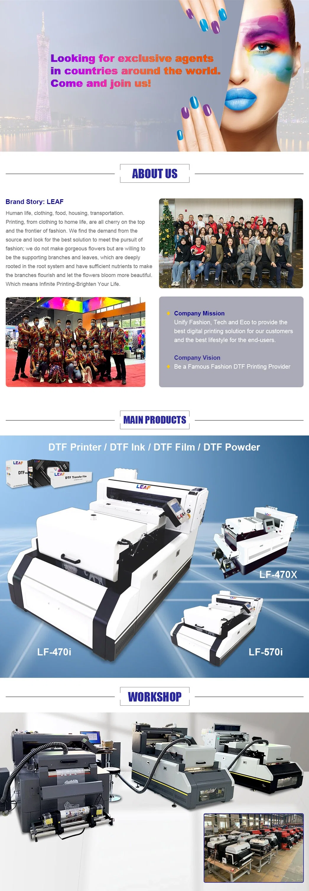 Fabric Directly Clothes Printer Leaf Textile Digital Printing Machine Lf-570I