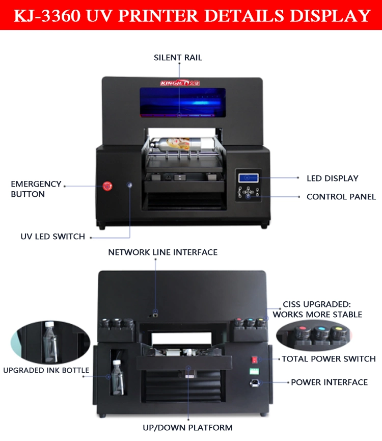 Direct Multi-Colour Press Kingjet Small UV Digital Printing Machine Price